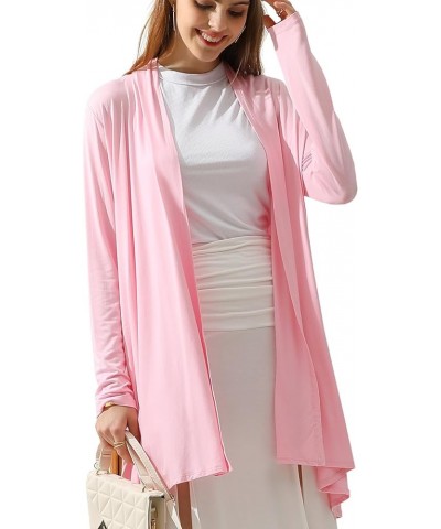 Womens Basic Hi-Lo Open Front Long Cardigan Awtl037_ltpink $16.47 Sweaters