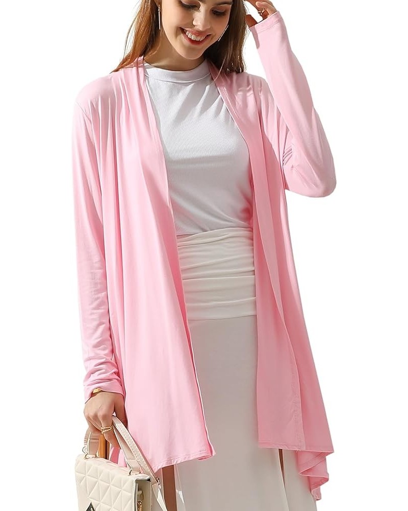 Womens Basic Hi-Lo Open Front Long Cardigan Awtl037_ltpink $16.47 Sweaters