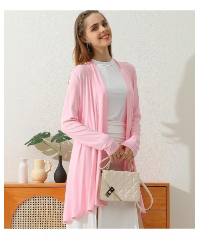 Womens Basic Hi-Lo Open Front Long Cardigan Awtl037_ltpink $16.47 Sweaters