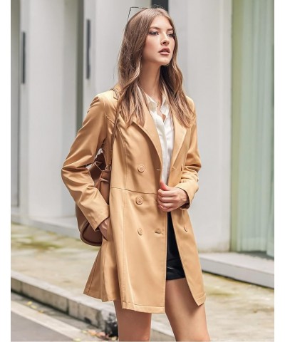 Women's Trench Coats Double-Breasted Coat with Belt Short-khaki $16.80 Jackets