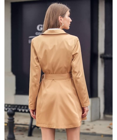 Women's Trench Coats Double-Breasted Coat with Belt Short-khaki $16.80 Jackets