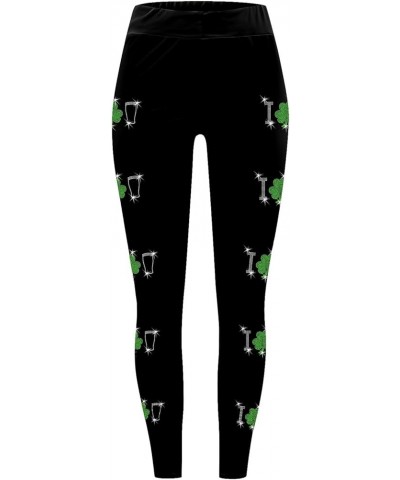Women's St Patrick's Day Leggings Tights Irish Clover High Waist Skinny Pants Stretchy Butt Lifting Yoga Pants for Women Y6-a...