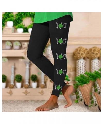 Women's St Patrick's Day Leggings Tights Irish Clover High Waist Skinny Pants Stretchy Butt Lifting Yoga Pants for Women Y6-a...