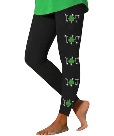 Women's St Patrick's Day Leggings Tights Irish Clover High Waist Skinny Pants Stretchy Butt Lifting Yoga Pants for Women Y6-a...