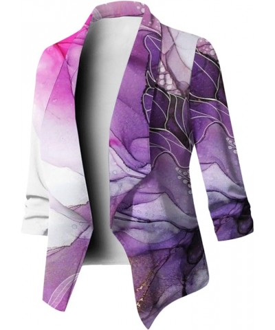 Womens Shawl Lapel Cardigan Casual Blazers Jacket Fashion Marble Print Blazer Coat Long Sleeve Open Front Suit Jackets _D04_h...