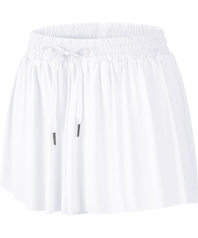 3 Pack Womens Flowy Butterfly Shorts Athletic 2 in 1 Running Skirt Shorts Preppy Cheer Tennis Skort White $10.50 Skorts