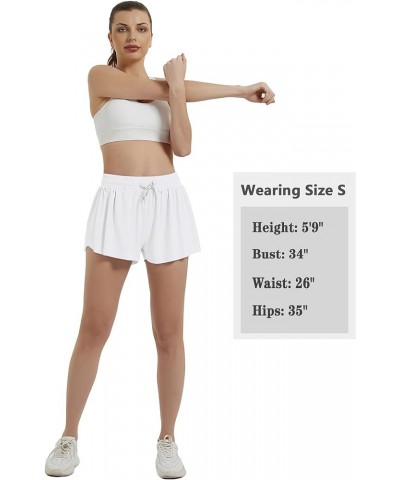 3 Pack Womens Flowy Butterfly Shorts Athletic 2 in 1 Running Skirt Shorts Preppy Cheer Tennis Skort White $10.50 Skorts