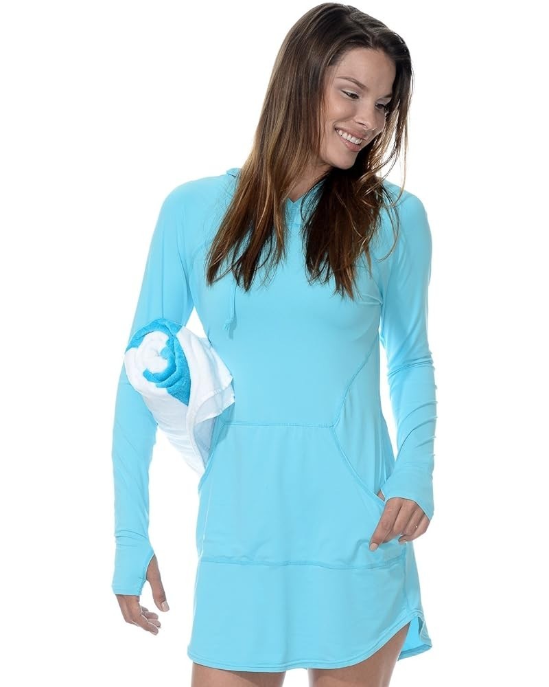 Women's UPF 50+ Sun Protection Active Hoodie Dress Light Turquoise $38.85 Activewear