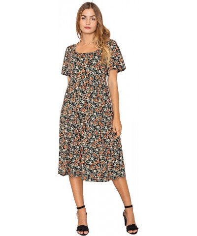 Eloges Women's Butterfly Sleeve Floral Midi Dress | S-3X Black Garden Flutter Sleeve $26.00 Dresses
