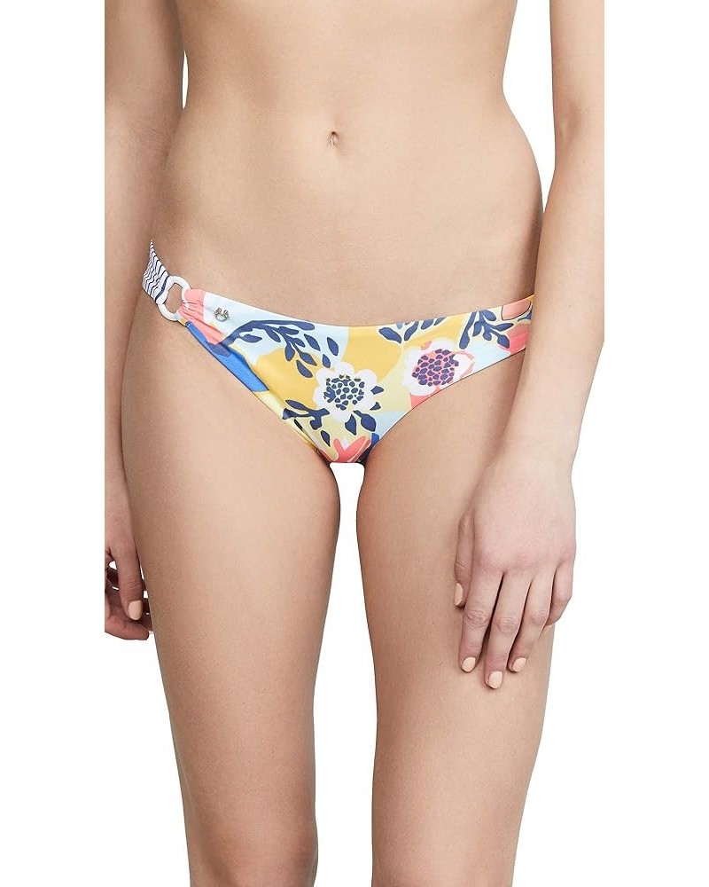 Women's Standard Ring Side Reversible Signature Cut Bikini Bottom Swimsuit Surf N Sky Yellow Floral/Blue Stripe $28.07 Swimsuits