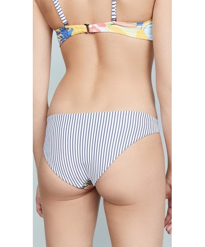 Women's Standard Ring Side Reversible Signature Cut Bikini Bottom Swimsuit Surf N Sky Yellow Floral/Blue Stripe $28.07 Swimsuits