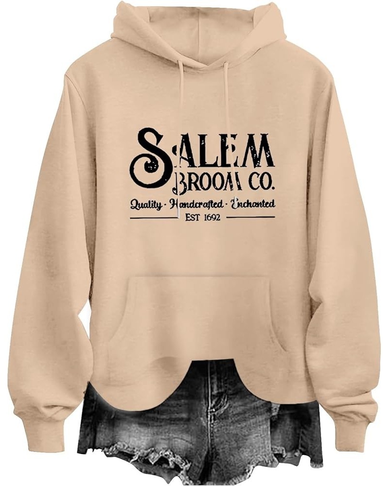 Salem Hoodies for Women Broom Co.quality.. Est 1692 Letter Printed Loose Hooded Sweatshirt Casual Long Khaki $9.89 Hoodies & ...