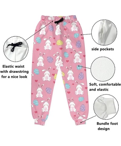 Casual Sweatpants Women's Men's Athletic Lounge Pants with Pocket Sports Loose-fit oggers Pant with Pockets Pink Cute Rabbits...