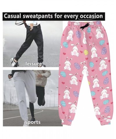 Casual Sweatpants Women's Men's Athletic Lounge Pants with Pocket Sports Loose-fit oggers Pant with Pockets Pink Cute Rabbits...