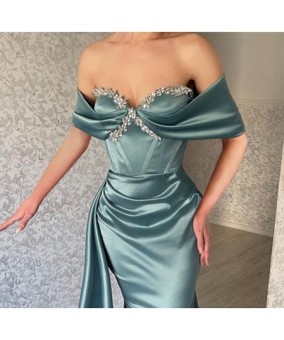 Off Shoulder Mermaid Prom Dresses for Women Sweetheart Satin Evening Gown Maxi Bodycon Party Dress Yellow $43.99 Dresses