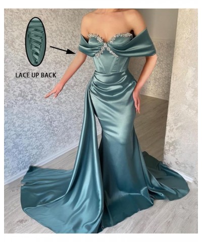 Off Shoulder Mermaid Prom Dresses for Women Sweetheart Satin Evening Gown Maxi Bodycon Party Dress Yellow $43.99 Dresses