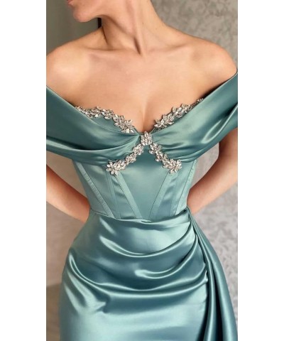 Off Shoulder Mermaid Prom Dresses for Women Sweetheart Satin Evening Gown Maxi Bodycon Party Dress Yellow $43.99 Dresses