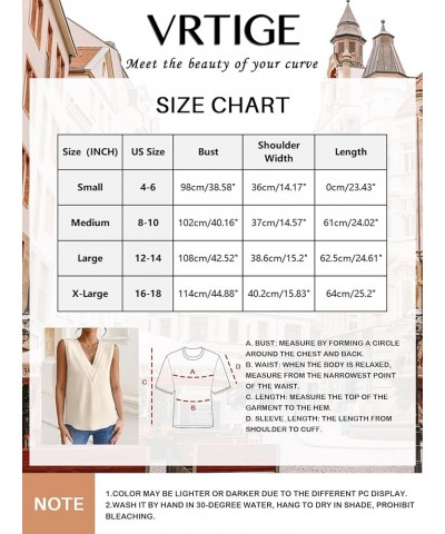 Women's Elegant V Neck Pleated Sleeveless Office Blouse Shirt Tank Top Beige $11.89 Tanks