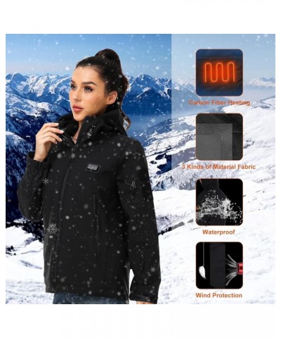 Womens Heated Jacket with Battery Pack 12V/8500mAh 165℉ 10hrs for Outdoors Women Black（8 Heating Zones） $60.63 Jackets