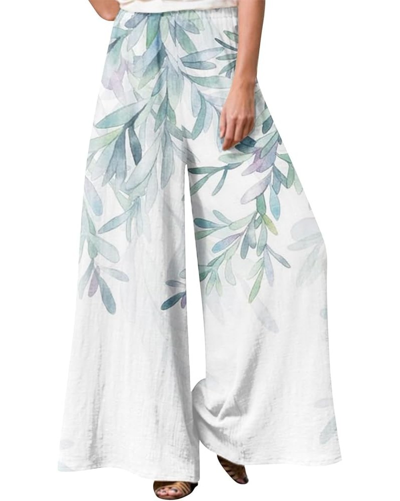 Women's Palazzo Pants High Waisted Wide Leg Pants Floral Printed Casual Loose Street Straight Pants, S-5XL 1-cyan $9.71 Pants