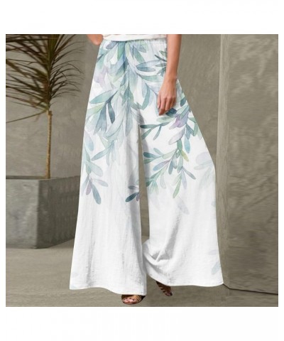 Women's Palazzo Pants High Waisted Wide Leg Pants Floral Printed Casual Loose Street Straight Pants, S-5XL 1-cyan $9.71 Pants