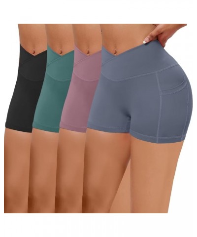 Gym Shorts Women Cross Waist Workout Shorts 3.1" / 9.4'' -High Waisted Yoga Booty Shorts with Pockets Buttery Soft 3.1 inches...