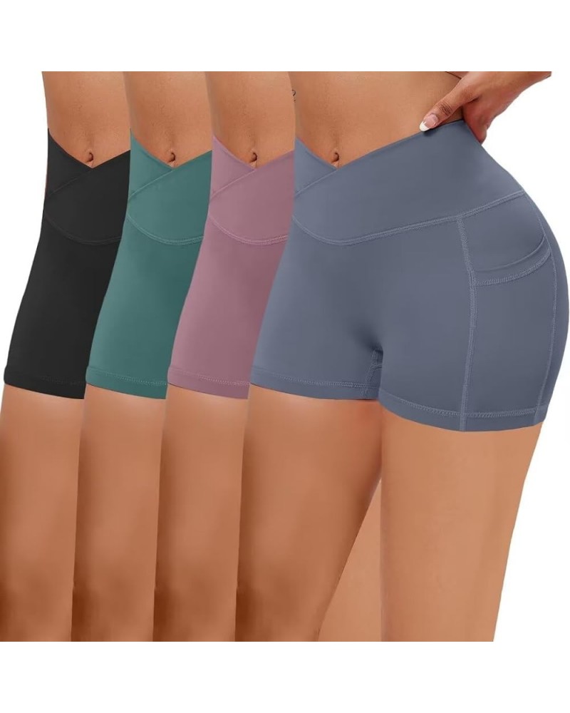 Gym Shorts Women Cross Waist Workout Shorts 3.1" / 9.4'' -High Waisted Yoga Booty Shorts with Pockets Buttery Soft 3.1 inches...