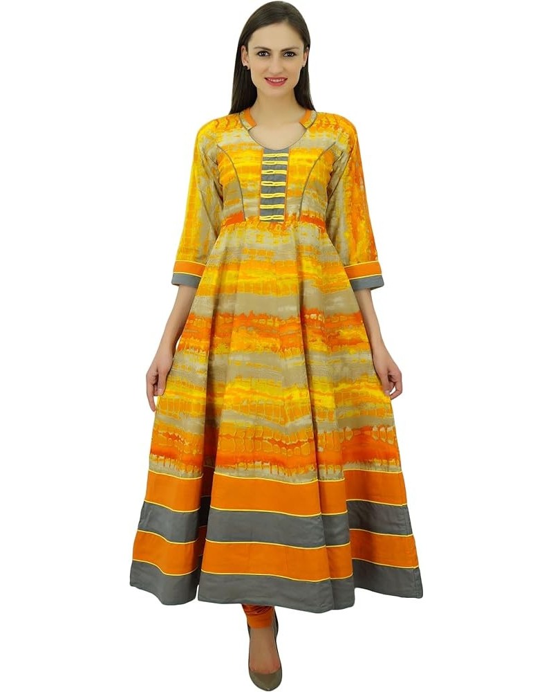 Women Eclusive Cotton Anarkali Kurti Mandarin Collar Flaired Kurti Indian Ethnic Wear Dress Multicolour $15.18 Tops