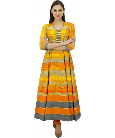 Women Eclusive Cotton Anarkali Kurti Mandarin Collar Flaired Kurti Indian Ethnic Wear Dress Multicolour $15.18 Tops