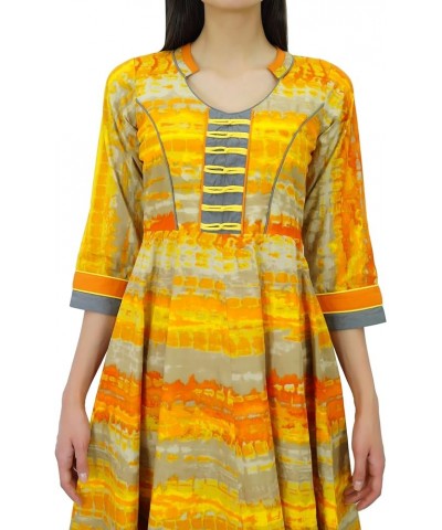 Women Eclusive Cotton Anarkali Kurti Mandarin Collar Flaired Kurti Indian Ethnic Wear Dress Multicolour $15.18 Tops