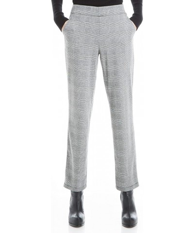 Women's Double Knit Slim Trouser Black/Ivory Glen Plaid-sxe-b1728 $17.33 Pants