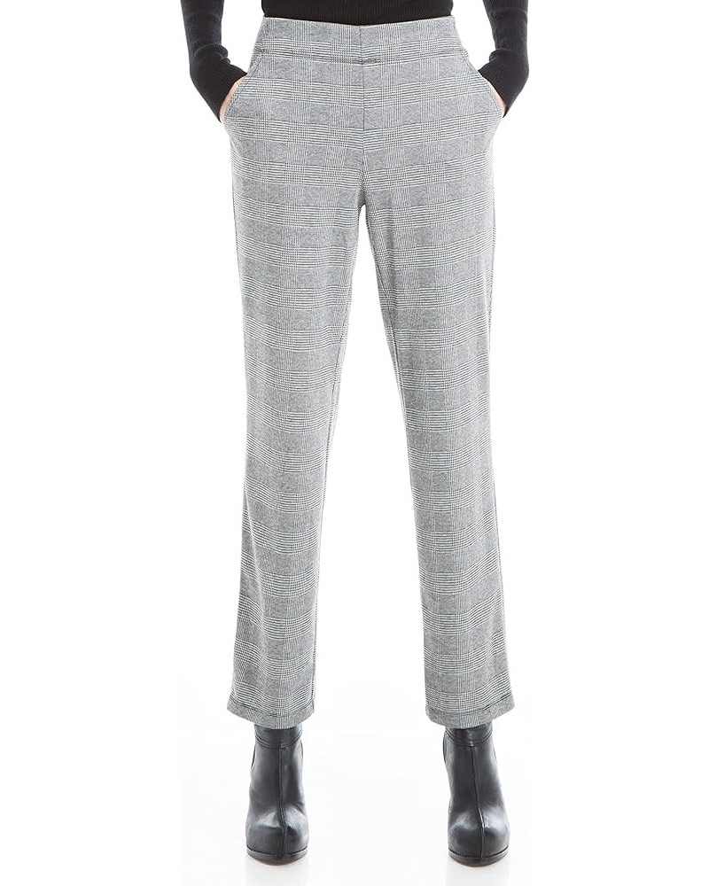 Women's Double Knit Slim Trouser Black/Ivory Glen Plaid-sxe-b1728 $17.33 Pants