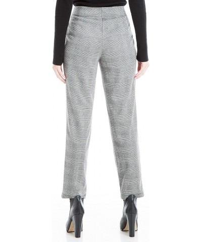 Women's Double Knit Slim Trouser Black/Ivory Glen Plaid-sxe-b1728 $17.33 Pants