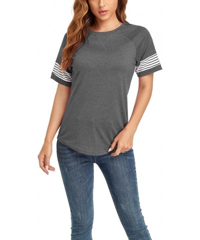 Womens T Shirts Short Sleeve Tunic Tops Color Block Crewneck Casual Summer Side Split Shirts Crew Neck Grey $10.66 Tops