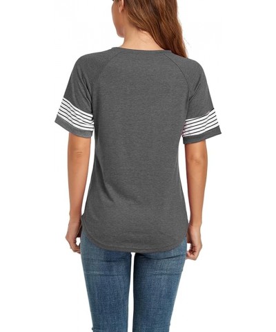 Womens T Shirts Short Sleeve Tunic Tops Color Block Crewneck Casual Summer Side Split Shirts Crew Neck Grey $10.66 Tops