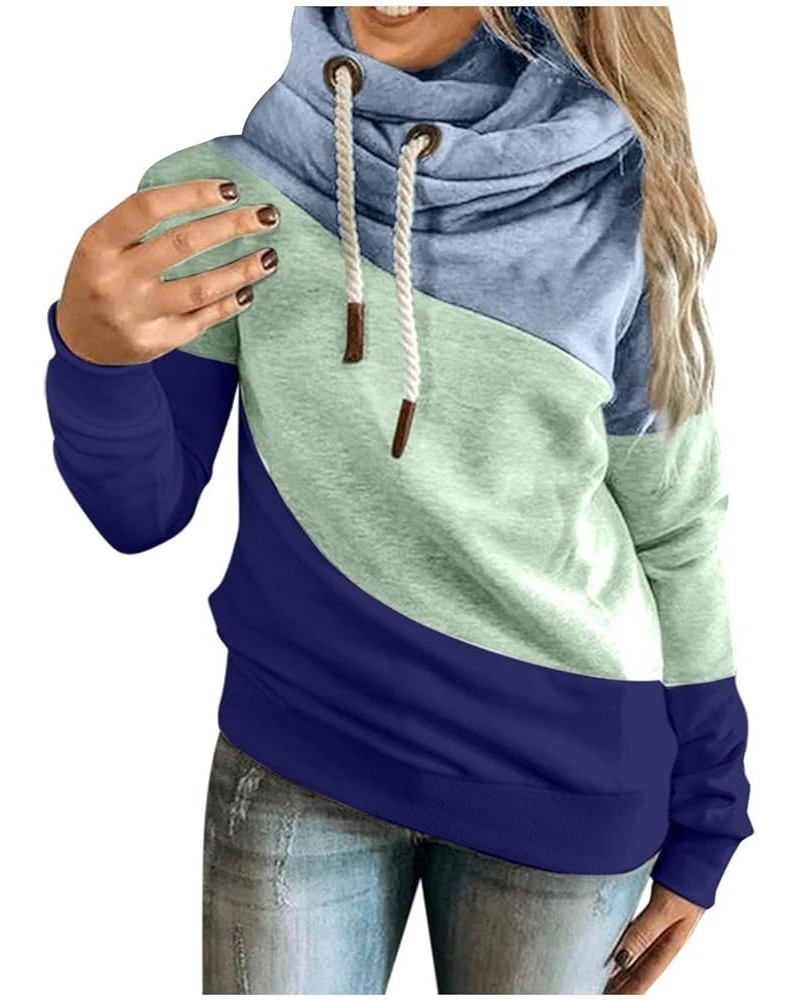 Women's Color Block Hoodies Pullover Casual Loose Drawstring Patchwork Long Sleeve Hooded Sweatshirts Tops Sweaters 3-blue $8...