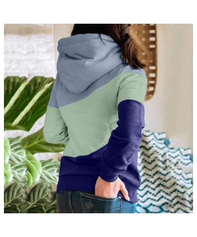 Women's Color Block Hoodies Pullover Casual Loose Drawstring Patchwork Long Sleeve Hooded Sweatshirts Tops Sweaters 3-blue $8...