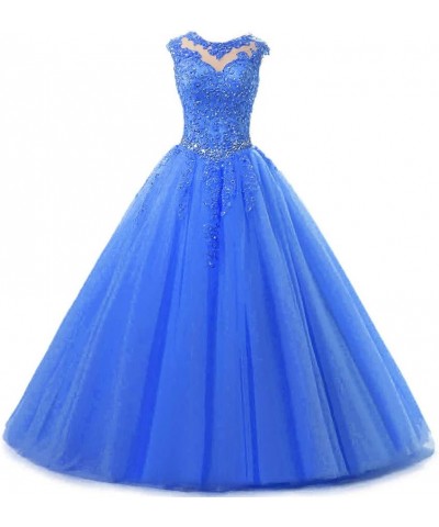 Lace Appliques Quinceanera Dresses Sweet 15 16 Beading Sequined Evening Prom Ball Gown Long H152 Blue $35.36 Dresses