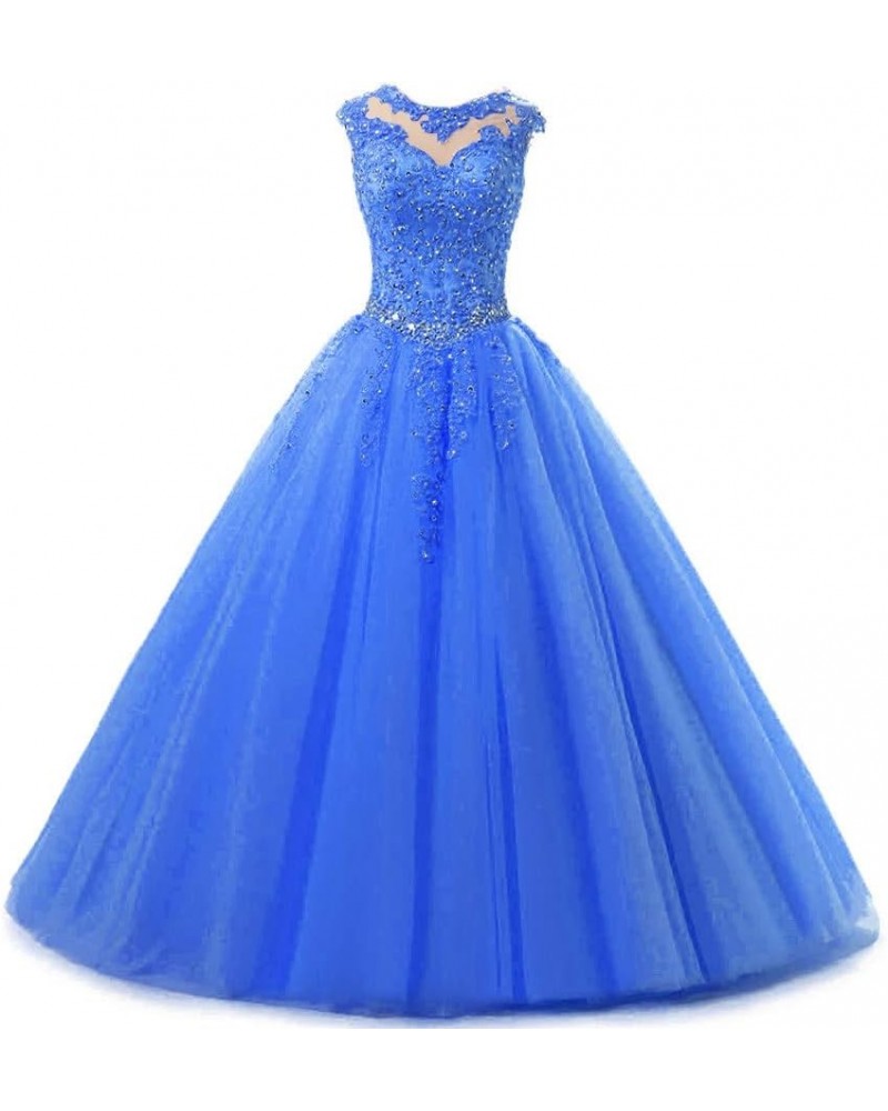 Lace Appliques Quinceanera Dresses Sweet 15 16 Beading Sequined Evening Prom Ball Gown Long H152 Blue $35.36 Dresses