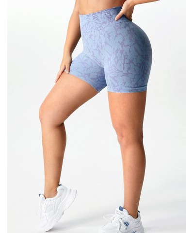 Women Seamless Camo Shorts High Waisted Gym Yoga Workout 1 Butterfly Light Blue $12.53 Activewear