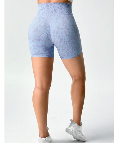 Women Seamless Camo Shorts High Waisted Gym Yoga Workout 1 Butterfly Light Blue $12.53 Activewear