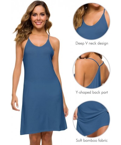 Slip Dress for Women Viscose Spaghetti Strap Lingerie Sexy Nightgowns Plus Size Sleep Chemise S-4X Style D-prussian Blue $20....