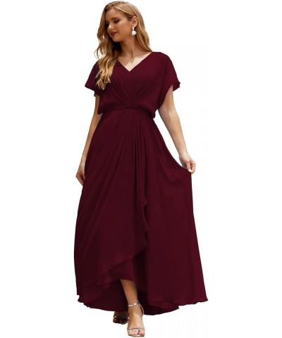 Women's Homecoming Dress Bridesmaid Dress Dolman Sleeves Formal Prom Gowns for Wedding Guests Burgundy $44.00 Dresses