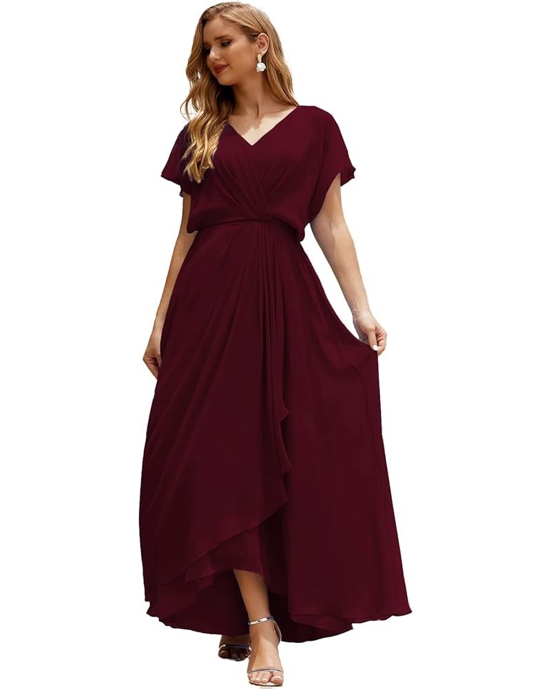 Women's Homecoming Dress Bridesmaid Dress Dolman Sleeves Formal Prom Gowns for Wedding Guests Burgundy $44.00 Dresses