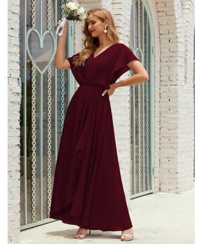 Women's Homecoming Dress Bridesmaid Dress Dolman Sleeves Formal Prom Gowns for Wedding Guests Burgundy $44.00 Dresses