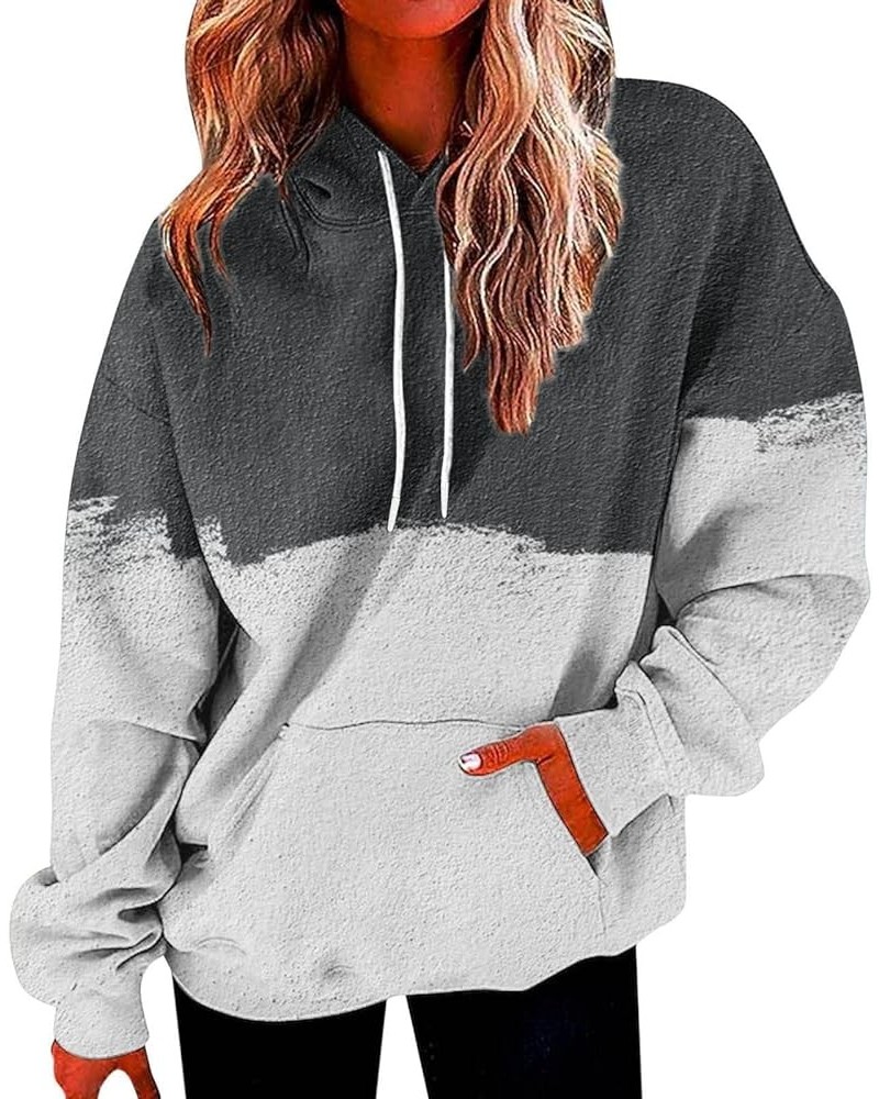 Lightweight Hoodie Women Long Sleeve Drawstring Fall Hoodies Pullover Tie Dye Oversized Long Baggy T Shirts Outfits H141-whit...