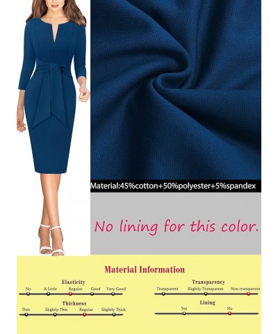 Womens Front Zipper Tie Waist Slim Work Business Office Bodycon Pencil Dress Peacock Blue-2 $18.04 Dresses