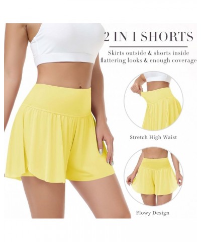 Womens 2 in 1 Flowy Athletic Shorts with Pocket Butterfly Running Workout Shorts Sweat Spandex Lounge Gym Yoga Summer Skirts ...