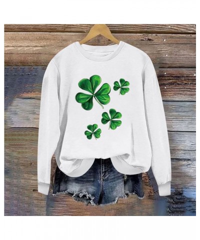 Women's Saint Patricks Day Shirt Irish Lucky Shamrock Funny Print Sweatshirt Long Sleeve Casual Trendy Pullover G24 White $10...