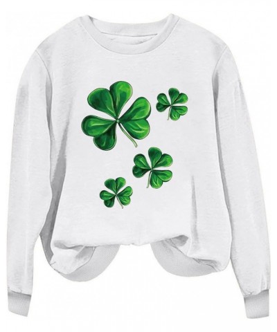 Women's Saint Patricks Day Shirt Irish Lucky Shamrock Funny Print Sweatshirt Long Sleeve Casual Trendy Pullover G24 White $10...